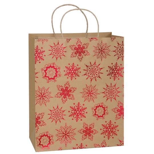 large kraft paper red snowflakes holiday gift bag holiday gift wrap